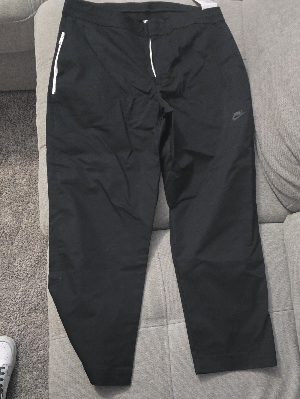 Nike Black Joggers with White Zip Trim